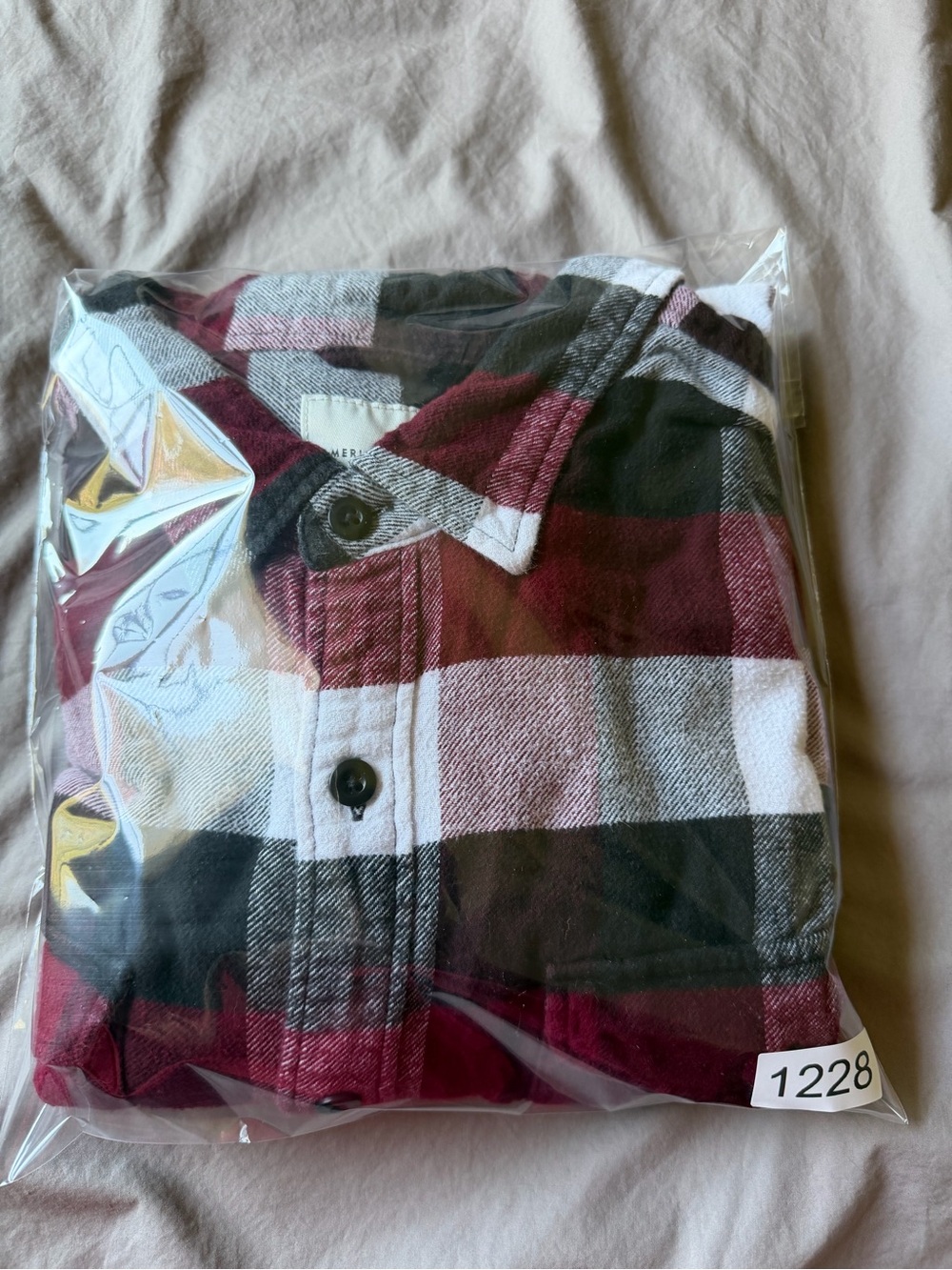 American Eagle Super Soft Plaid Shirt Red White Mens XXL Button Down Flannel - Picture 9 of 9